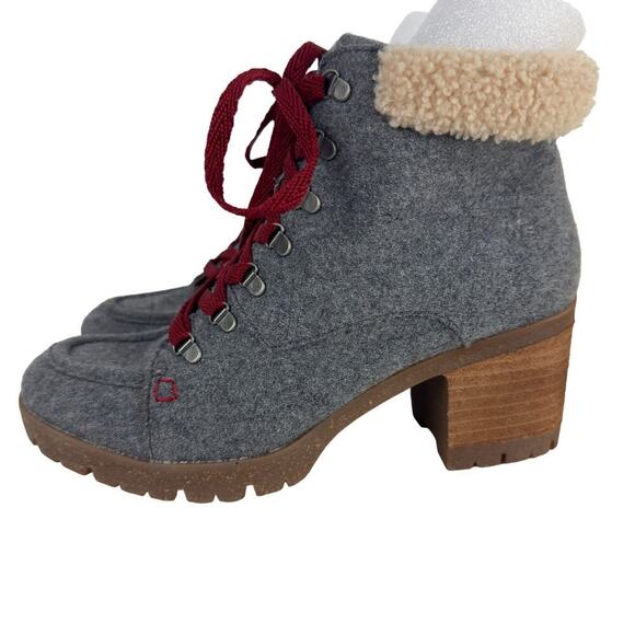 KORKS EVIE‎ LACE UP WOOL HEELED HIKER ANKLE BOOTIE IN GRAY NWOB WOMEN'S SIZE 8M - Picture 7 of 13